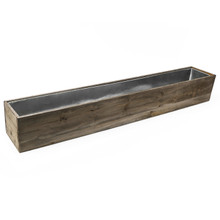 Case of 2 - Wood Rectangle Planter Box With Metal Zinc Liner, 6" x 36" x 6"
