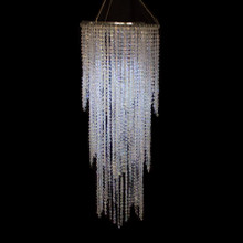 Crystal Iridescent Diamond Cut Chandelier Long Three Layered with LED Case of 4, 10" x 28"