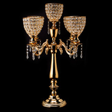 Crystal Candelabra Globe Seville, Five Arm 30"- Gold