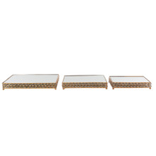 Rectangle Cake Stand with Mirror 3pc/set - Gold