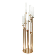 Round Ten Arm Cluster Candle Holder 46"- Gold