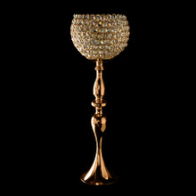 Crystal Globe Candle Holder Stand 29½" Gold