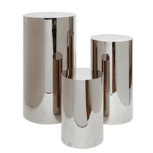 Metal Cylinder Pedestals Display Shiny 3pc/set - Silver