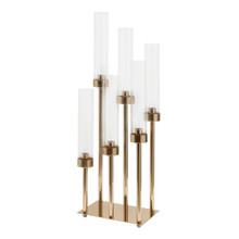 Rectangular Six Arm Cluster Candle Holder 24½" - Gold