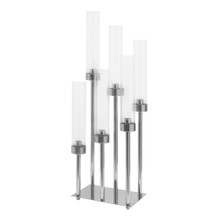 Rectangular Six Arm Cluster Candle Holder 24½" - Silver