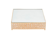 Square Crystal Cake Stand 14" - Gold