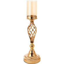 Twisted Metal Candle Holder With Cylinder Shade 23½" - Gold