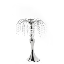 Metal Table Top Centerpiece with Crystal Strands 16½" - Silver