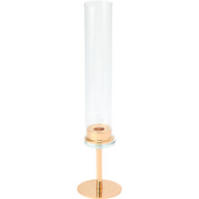 Candle Holder with Cylinder Glass Shade 16" - Gold