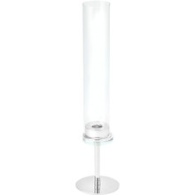 Candle Holder with Cylinder Glass Shade 16" - Silver