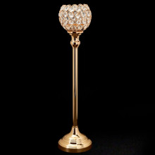 Crystal Ball Candle Holder Stand 19" - Gold
