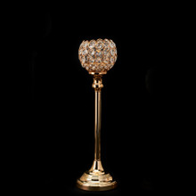 Crystal Ball Candle Holder Stand 15¾" - Gold
