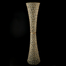 Crystal Hurricane Vase For Flowers 35 ½" - Gold