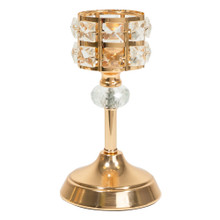 Metal Crystal Embellished Candle Holder 7¾" - Gold