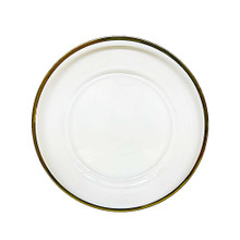 Case of 12 Glass Charger Gold Rim Plates, 13"
