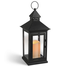 Large Metal Square Peaked Roof Indoor/Outdoor Lantern with Timer, 15"H - 4 Lanterns