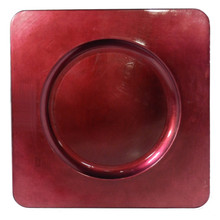 Case of 36 Square Charger For Round Dish - Burgundy, 13"