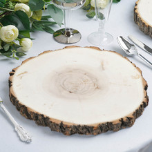 Case of 12 Natural Wood Charger Plates With Bark Edge | Wood Slice Chargers | Rustic Wedding Table Settings - 12" Dia