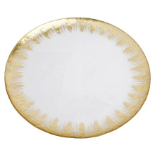 Case of 8 Round Glass Charger Plates With Metallic Gold Spray Rim - 13"