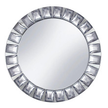 Case of 8 Silver Jeweled Rim Premium Glass Mirror Charger Plates - 13"