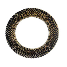 Case of 8 Luxurious Black/Gold Braided Rim Glass Charger Plates, Clear Round Charger Plates - 13"
