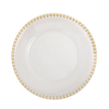 Case of 24 Clear/Gold Acrylic Plastic Charger Plates With Gold Beaded Rim - 12"