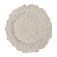 Case of 24 Taupe Round Reef Acrylic Plastic Charger Plates, Dinner Charger Plates - 13"