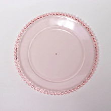 Case of 24 Blush Clear Beaded Rim Acrylic Charger Plates - 12"