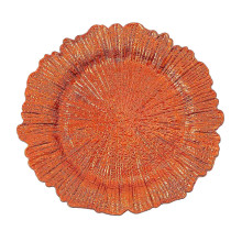 Case of 24 Orange Round Reef Acrylic Plastic Charger Plates, Dinner Charger Plates - 13"