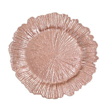 Case of 24 Rose Gold Round Reef Acrylic Plastic Charger Plates, Dinner Charger Plates - 13"