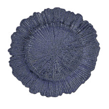 Case of 24 Navy Blue Round Reef Acrylic Plastic Charger Plates, Dinner Charger Plates - 13"