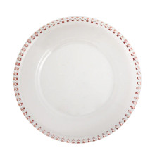 Case of 24 Clear/Rose Gold Acrylic Beaded Rim Charger Plates - 12"