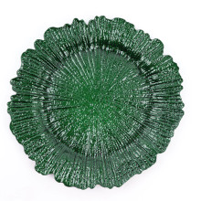 Case of 24 Hunter Emerald Green Round Reef Acrylic Plastic Charger Plates, Dinner Charger Plates - 13"