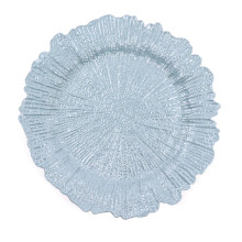 Case of 24 Dusty Blue Round Reef Acrylic Plastic Charger Plates, Dinner Charger Plates - 13"