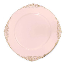 Case of 24 Blush Gold Embossed Baroque Round Charger Plates With Antique Design Rim - 13"