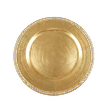 Case of 24 Metallic Gold Round Acrylic Charger Plates With Rhinestones - 13"