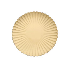 Case of 24 Gold Scalloped Shell Pattern Plastic Charger Plates, Round Disposable Serving Trays- 13"