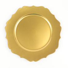 Case of 24 Metallic Gold Acrylic Charger Plates Scalloped Rim, Gold Plastic Charger Plates - 13"