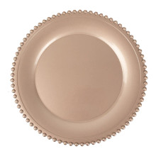 Case of 24 Rose Gold Acrylic Plastic Beaded Rim Charger Plates - 12"