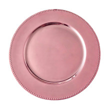 Case of 24 Beaded Rose Gold Acrylic Charger Plate, Plastic Round Dinner Charger Event Tabletop Decor - 13"