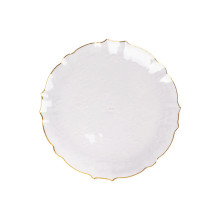 Case of 24 Clear Sunflower Decorative Charger Plates with Gold Scalloped Rim, Round Plastic Dinner Serving Trays - 13"