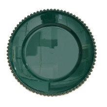 Case of 24 Hunter Emerald Green Acrylic Plastic Beaded Rim Charger Plates - 12"