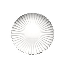 Case of 24 Silver Scalloped Shell Pattern Plastic Charger Plates, Round Disposable Serving Trays - 13"