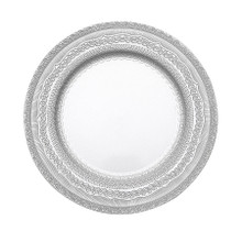 Case of 24 Silver Boho Lace Embossed Acrylic Plastic Charger Plates - 13"