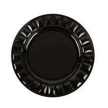 Case of 24 Black Round Bejeweled Rim Plastic Dinner Charger Plates, Disposable Serving Trays - 13"