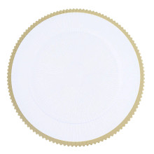 Case of 24 Clear Sunray Wavy Gold Rim Acrylic Plastic Charger Plates, Round Dinner Charger Plates - 13"
