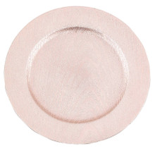 Case of 24 Blush Embossed Wood Grain Round Acrylic Charger Plates, Boho Chic Table Decor - 13"