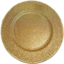 Case of 24 Gold Glitter Acrylic Plastic Round Charger Plates - 13"