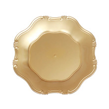 Case of 24 Gold Baroque Scalloped Acrylic Plastic Charger Plates, Hexagon Charger Plates - 13"