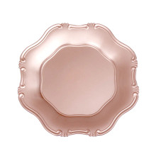 Case of 24 Rose Gold Baroque Scalloped Acrylic Plastic Charger Plates, Hexagon Charger Plates - 13"